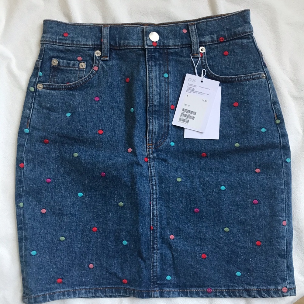 & Other Stories embroidered polka dot mini skirt